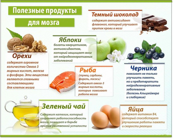 Продукты, полезные для работы мозга 