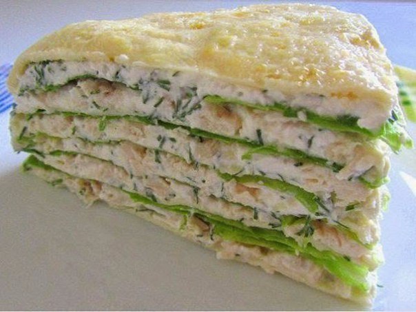 Белковый торт с куриной грудкой 