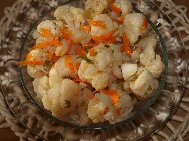 Цветная капуста по-корейски — очень вкусное диетическое блюдо 
