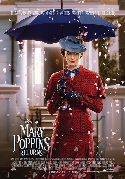Новогодние праздники принесут на своем чудесном зонтике Мэри Поппинс. Эмили Блант напоминает нам об этом с нового постера 